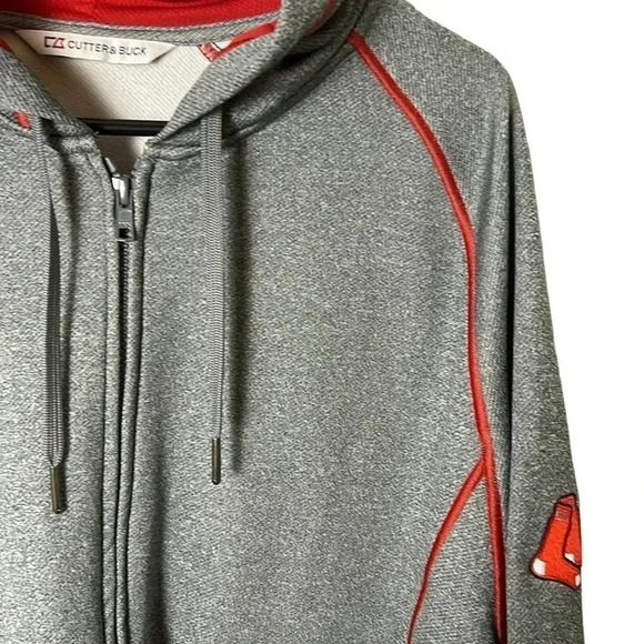 Cutter & Buck hoodie.Men medium.Grey,red trim , embroidered trim ,front zip - Picture 10 of 13